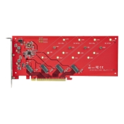 Picture of StarTech.com Quad M.2 PCIe Adapter Card, PCIe x16 to Quad NVMe or AHCI M.2 SSDs, PCI Express 4.0, 7.8GBps/Drive, Bifurcation Required, Windows/Linux Compatible