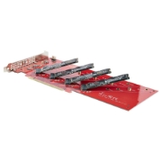 Picture of StarTech.com Quad M.2 PCIe Adapter Card, PCIe x16 to Quad NVMe or AHCI M.2 SSDs, PCI Express 4.0, 7.8GBps/Drive, Bifurcation Required, Windows/Linux Compatible