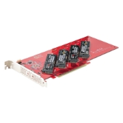 Picture of StarTech.com Quad M.2 PCIe Adapter Card, PCIe x16 to Quad NVMe or AHCI M.2 SSDs, PCI Express 4.0, 7.8GBps/Drive, Bifurcation Required, Windows/Linux Compatible
