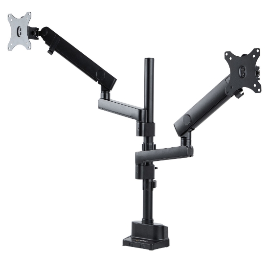 Picture of StarTech.com Desk Mount Dual Monitor Arm - Full Motion Monitor Mount for 2x VESA Displays up to 32" (17lb/8kg) - Vertical Stackable Arms - Height Adjustable/Articulating - Clamp/Grommet