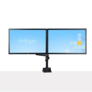Picture of StarTech.com Desk Mount Dual Monitor Arm - Full Motion Monitor Mount for 2x VESA Displays up to 32" (17lb/8kg) - Vertical Stackable Arms - Height Adjustable/Articulating - Clamp/Grommet