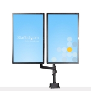 Picture of StarTech.com Desk Mount Dual Monitor Arm - Full Motion Monitor Mount for 2x VESA Displays up to 32" (17lb/8kg) - Vertical Stackable Arms - Height Adjustable/Articulating - Clamp/Grommet