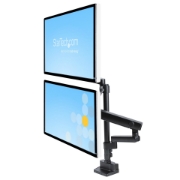 Picture of StarTech.com Desk Mount Dual Monitor Arm - Full Motion Monitor Mount for 2x VESA Displays up to 32" (17lb/8kg) - Vertical Stackable Arms - Height Adjustable/Articulating - Clamp/Grommet