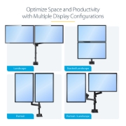 Picture of StarTech.com Desk Mount Dual Monitor Arm - Full Motion Monitor Mount for 2x VESA Displays up to 32" (17lb/8kg) - Vertical Stackable Arms - Height Adjustable/Articulating - Clamp/Grommet