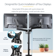 Picture of StarTech.com Desk Mount Dual Monitor Arm - Full Motion Monitor Mount for 2x VESA Displays up to 32" (17lb/8kg) - Vertical Stackable Arms - Height Adjustable/Articulating - Clamp/Grommet