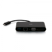 Picture of C2G USB-C® to HDMI®, VGA, USB-A, and RJ45 Multiport Adapter - 4K 30Hz - Black