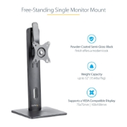 Picture of StarTech.com Free Standing Single Monitor Mount - Height Adjustable Monitor Stand - For VESA Mount Displays up to 32" (15lb/7kg) - Ergonomic Monitor Stand for Desk - Tilt/Swivel/Rotate