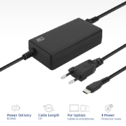 Picture of ACT USB-C laptop charger with Power Delivery profiles 65W