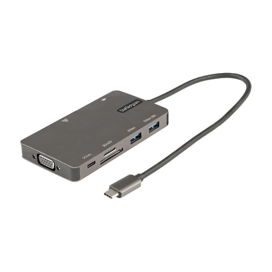Picture of StarTech.com USB C Multiport Adapter - HDMI 4K 30Hz or VGA Travel Dock - 5Gbps USB 3.0 Hub (USB A / USB C Ports) - 100W Power Delivery - SD/Micro SD - GbE - 30cm Cable - USB C Mini Dock