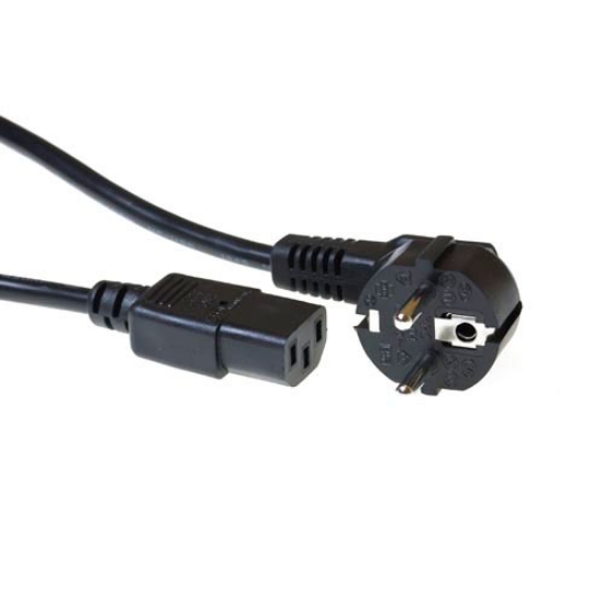 Picture of ACT Powercord mains connector CEE 7/7 male (angled) - C13 black 5 m