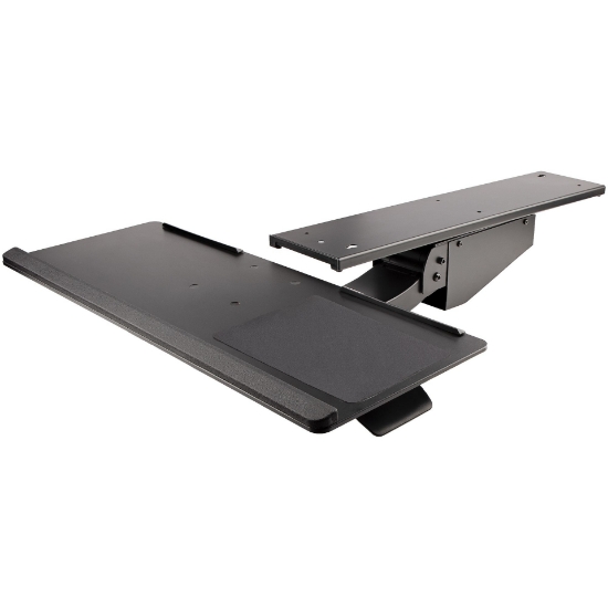 Picture of StarTech.com Under Desk Keyboard Tray - Full Motion & Height Adjustable Keyboard and Mouse Tray, 10"x26" Platform - Ergonomic Desk Mount Computer Keyboard Tray with Mouse Pad & Wrist Rest