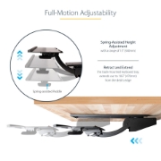 Picture of StarTech.com Under Desk Keyboard Tray - Full Motion & Height Adjustable Keyboard and Mouse Tray, 10"x26" Platform - Ergonomic Desk Mount Computer Keyboard Tray with Mouse Pad & Wrist Rest