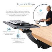 Picture of StarTech.com Under Desk Keyboard Tray - Full Motion & Height Adjustable Keyboard and Mouse Tray, 10"x26" Platform - Ergonomic Desk Mount Computer Keyboard Tray with Mouse Pad & Wrist Rest
