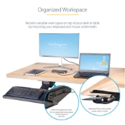 Picture of StarTech.com Under Desk Keyboard Tray - Full Motion & Height Adjustable Keyboard and Mouse Tray, 10"x26" Platform - Ergonomic Desk Mount Computer Keyboard Tray with Mouse Pad & Wrist Rest