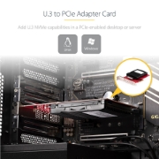 Picture of StarTech.com U.3 to PCIe Adapter Card, PCIe 4.0 x4 Adapter For 2.5" U.3 NVMe SSDs, SFF-TA-1001 PCI Express Add-in Card for Desktops/Servers, TAA Compliant - OS Independent