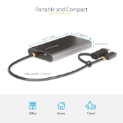 Picture of StarTech.com USB-C to Dual-HDMI Adapter - USB-C or A to 2x HDMI - 4K 60Hz - 100W Power Delivery Pass-Through - 1ft (30cm) Built-in Cable - USB to HDMI Multi-Monitor Converter for Laptop - TAA