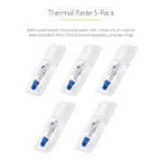 Picture of StarTech.com Thermal Paste, Pack of 5 Re-sealable Syringes (1.5g / each), Metal Oxide Compound, CPU Heat Sink Thermal Grease Paste