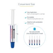 Picture of StarTech.com Thermal Paste, Pack of 5 Re-sealable Syringes (1.5g / each), Metal Oxide Compound, CPU Heat Sink Thermal Grease Paste