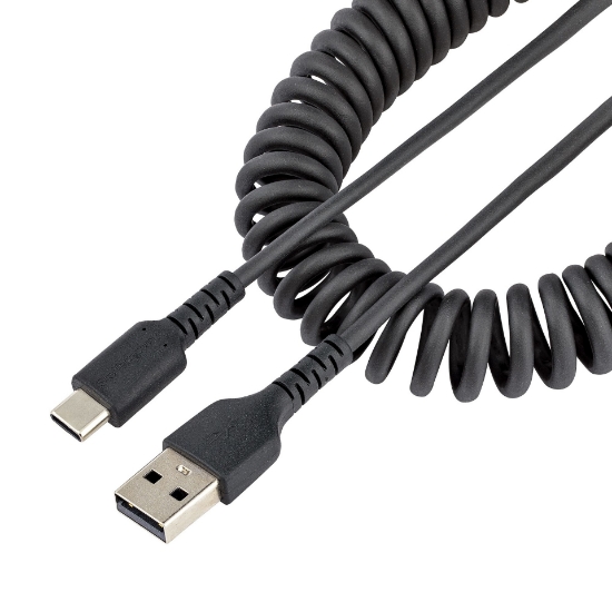 Picture of StarTech.com 20in (50cm) USB A to C Charging Cable, Coiled Heavy Duty Fast Charge & Sync, High Quality USB 2.0 A to USB Type-C Cable, Rugged Aramid Fiber, Durable Male to Male USB Cable