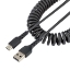 Picture of StarTech.com 20in (50cm) USB A to C Charging Cable, Coiled Heavy Duty Fast Charge & Sync, High Quality USB 2.0 A to USB Type-C Cable, Rugged Aramid Fiber, Durable Male to Male USB Cable