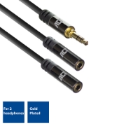 Picture of ACT 0.15 meters High Quality audio splitter cable 3.5 mm jack male - 2x female