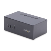 Picture of StarTech.com 2-Port Dual-Monitor DisplayPort KVM Switch, 4K 60Hz, 2x USB 5Gbps Hub Ports, 2x USB 2.0 HID Ports, Hotkey and Push-Button Switching, TAA Compliant - ESD Level 3 Protection