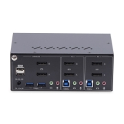Picture of StarTech.com 2-Port Dual-Monitor DisplayPort KVM Switch, 4K 60Hz, 2x USB 5Gbps Hub Ports, 2x USB 2.0 HID Ports, Hotkey and Push-Button Switching, TAA Compliant - ESD Level 3 Protection