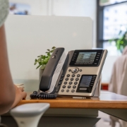 Picture of POLY Edge E400 IP Phone and PoE-enabled
