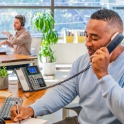 Picture of POLY Edge E450 IP Phone and PoE-enabled