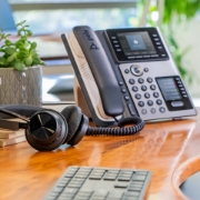 Picture of POLY Edge E450 IP Phone and PoE-enabled