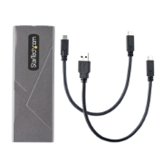 Picture of StarTech.com USB-C 10Gbps to M.2 NVMe or M.2 SATA SSD Enclosure - Tool-free External M.2 PCIe/SATA NGFF SSD Aluminum Case - USB Type-C&A Host Cables - Supports 2230/2242/2260/2280