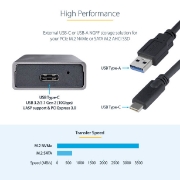 Picture of StarTech.com USB-C 10Gbps to M.2 NVMe or M.2 SATA SSD Enclosure - Tool-free External M.2 PCIe/SATA NGFF SSD Aluminum Case - USB Type-C&A Host Cables - Supports 2230/2242/2260/2280