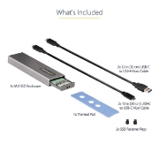 Picture of StarTech.com USB-C 10Gbps to M.2 NVMe or M.2 SATA SSD Enclosure - Tool-free External M.2 PCIe/SATA NGFF SSD Aluminum Case - USB Type-C&A Host Cables - Supports 2230/2242/2260/2280