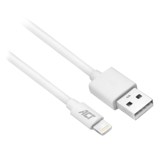 Picture of ACT USB 2.0 charging/data cable A male - Lightning male 1 meter, MFI gecertificeerd