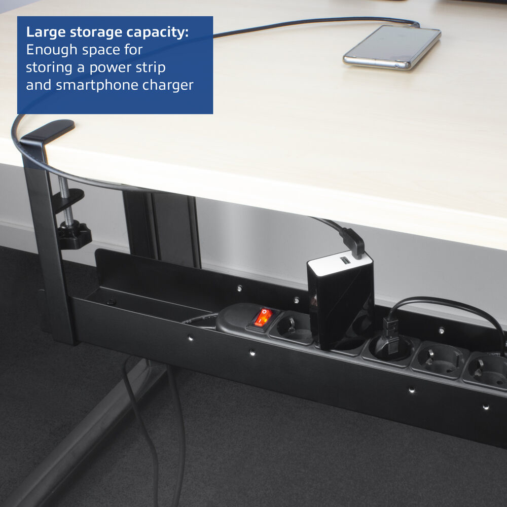 ACT Under desk extendable cable management tray with clamp mount - Zondox