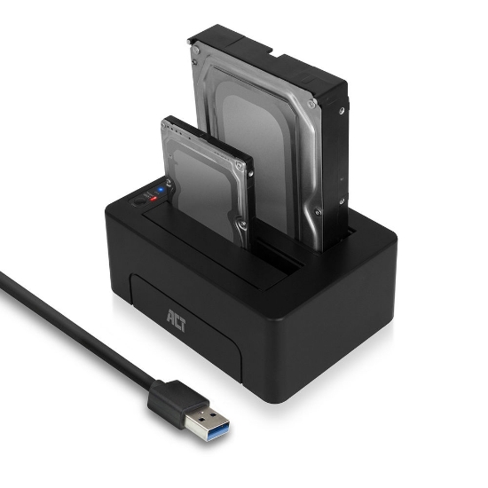Picture of ACT 2.5" and 3.5" SATA dual HDD/SSD docking station, USB 3.2 Gen1