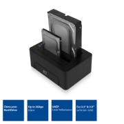 Picture of ACT 2.5" and 3.5" SATA dual HDD/SSD docking station, USB 3.2 Gen1