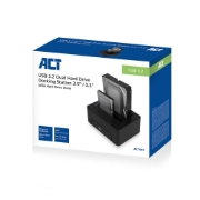 Picture of ACT 2.5" and 3.5" SATA dual HDD/SSD docking station, USB 3.2 Gen1