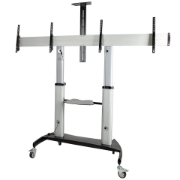 Picture of StarTech.com Dual TV Cart for 37-60in VESA TVs up to 110lb/50kg each - Height Adjustable TV Mount, Mobile Display Cart w/ Equipment Shelves - Rolling TV Cart on Wheels - Rolling TV Stand