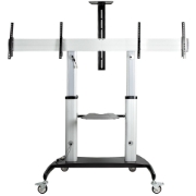 Picture of StarTech.com Dual TV Cart for 37-60in VESA TVs up to 110lb/50kg each - Height Adjustable TV Mount, Mobile Display Cart w/ Equipment Shelves - Rolling TV Cart on Wheels - Rolling TV Stand