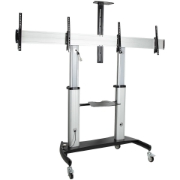 Picture of StarTech.com Dual TV Cart for 37-60in VESA TVs up to 110lb/50kg each - Height Adjustable TV Mount, Mobile Display Cart w/ Equipment Shelves - Rolling TV Cart on Wheels - Rolling TV Stand