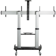 Picture of StarTech.com Dual TV Cart for 37-60in VESA TVs up to 110lb/50kg each - Height Adjustable TV Mount, Mobile Display Cart w/ Equipment Shelves - Rolling TV Cart on Wheels - Rolling TV Stand
