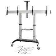 Picture of StarTech.com Dual TV Cart for 37-60in VESA TVs up to 110lb/50kg each - Height Adjustable TV Mount, Mobile Display Cart w/ Equipment Shelves - Rolling TV Cart on Wheels - Rolling TV Stand