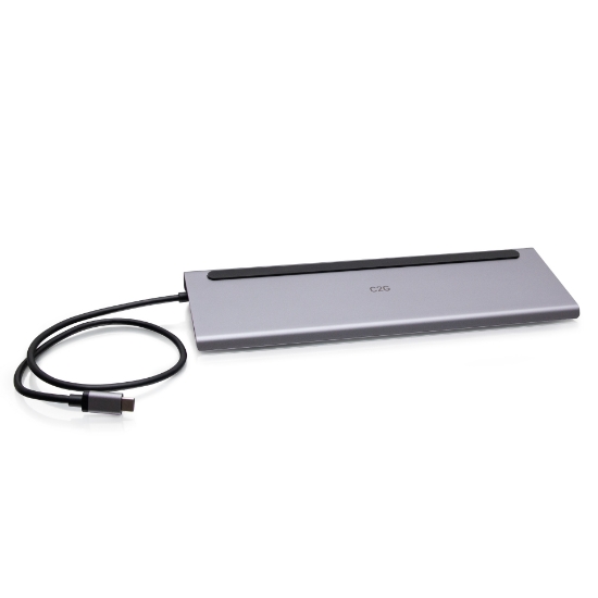 Picture of C2G USB-C 10-in-1 Triple Display Docking Station with HDMI, DisplayPort, VGA, Ethernet, USB, SD Card Reader, 3.5mm Audio and Power Delivery up to 100W - 4K 30Hz