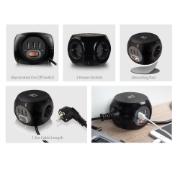 Picture of ACT Power socket cube (PDU) with 3 sockets, USB-A ports, 1.5m