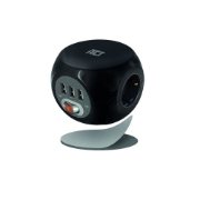 Picture of ACT Power socket cube (PDU) with 3 sockets, USB-A ports, 1.5m