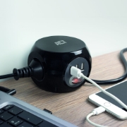 Picture of ACT Power socket cube (PDU) with 3 sockets, USB-A ports, 1.5m