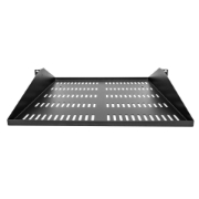 Picture of StarTech.com 2U Server Rack Shelf, Center Mounted Universal Vented Rackmount Cantilever Tray for 19" Network Equipment Rack, Heavy Duty Steel, 200lb Capacity, 20" Deep, Black