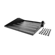 Picture of StarTech.com 2U Server Rack Shelf, Center Mounted Universal Vented Rackmount Cantilever Tray for 19" Network Equipment Rack, Heavy Duty Steel, 200lb Capacity, 20" Deep, Black