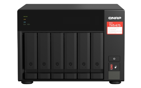 Picture of QNAP TVS-675 NAS Tower ZhaoXin KaiXian KX-6000 KX-U6580 8 GB DDR4 0 TB QuTS hero Black